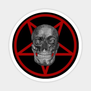 Skull in satanic red pentacle Magnet